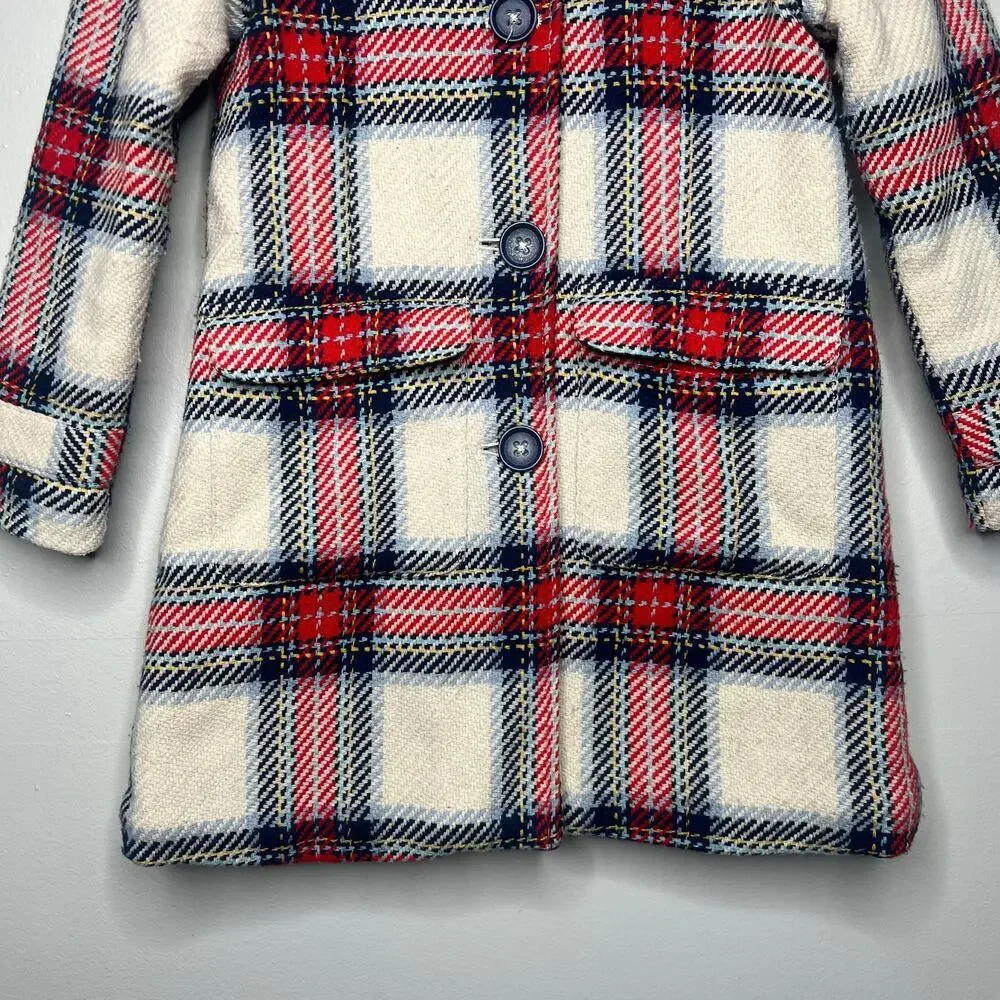 Mini Boden Plaid Kids Coat - Girls 6-7